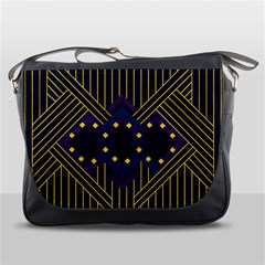 Line Square Pattern Violet Blue Yellow Design Messenger Bag by Ravend