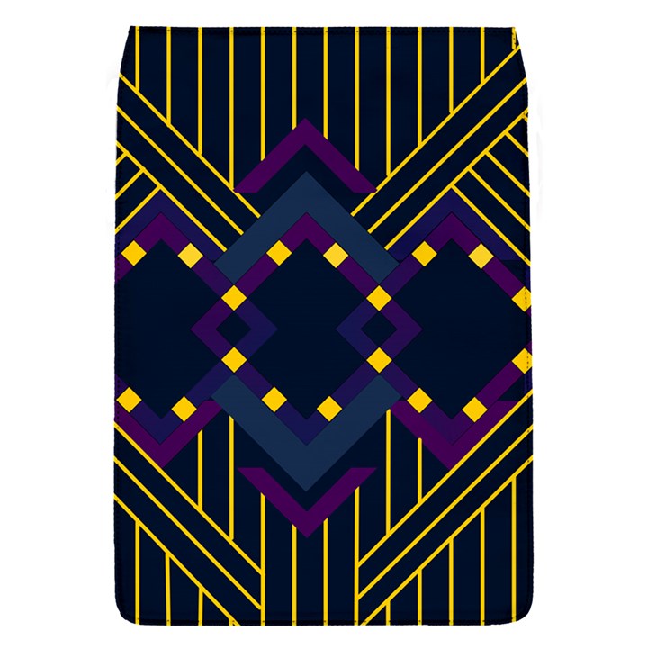 Line Square Pattern Violet Blue Yellow Design Removable Flap Cover (S)