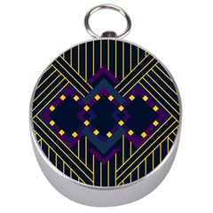 Line Square Pattern Violet Blue Yellow Design Silver Compasses by Ravend