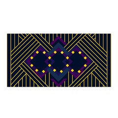 Line Square Pattern Violet Blue Yellow Design Satin Wrap 35  X 70  by Ravend