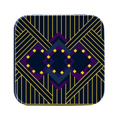 Line Square Pattern Violet Blue Yellow Design Square Metal Box (black)