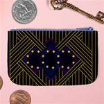 Line Square Pattern Violet Blue Yellow Design Large Coin Purse Back