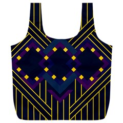 Line Square Pattern Violet Blue Yellow Design Full Print Recycle Bag (xxxl) by Ravend