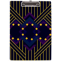 Line Square Pattern Violet Blue Yellow Design A4 Acrylic Clipboard by Ravend