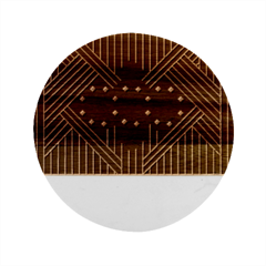 Line Square Pattern Violet Blue Yellow Design Marble Wood Coaster (round)