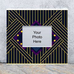 Line Square Pattern Violet Blue Yellow Design White Wall Photo Frame 5  X 7  by Ravend