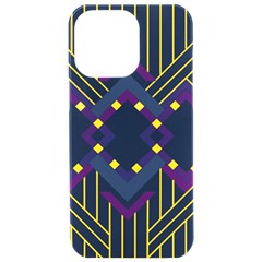 Line Square Pattern Violet Blue Yellow Design Iphone 15 Pro Max Black Uv Print Pc Hardshell Case by Ravend