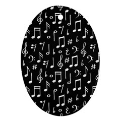 Chalk Music Notes Signs Seamless Pattern Oval Ornament (two Sides) by Ravend