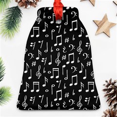 Chalk Music Notes Signs Seamless Pattern Bell Ornament (two Sides)