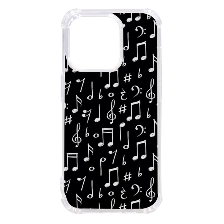 Chalk Music Notes Signs Seamless Pattern iPhone 14 Pro TPU UV Print Case