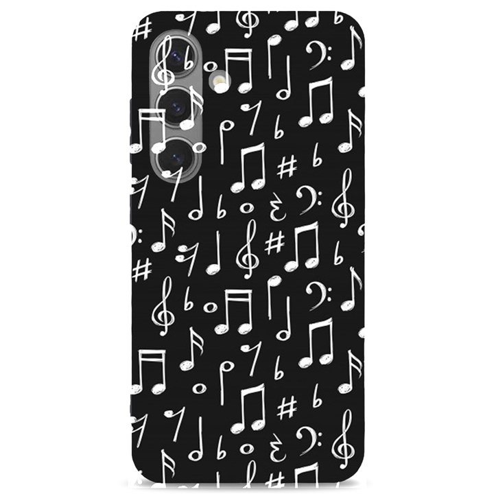 Chalk Music Notes Signs Seamless Pattern Samsung Galaxy S24 6.2 Inch Black TPU UV Case