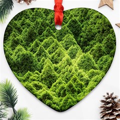 Green Pine Forest Heart Ornament (two Sides)