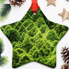 Green Pine Forest Star Ornament (two Sides) by Ravend