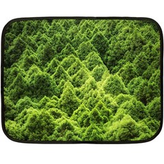 Green Pine Forest Two Sides Fleece Blanket (mini) by Ravend