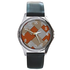 Abstract Pattern Line Art Design Decoration Round Metal Watch by Ravend