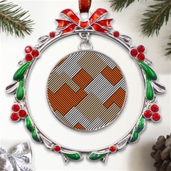 Abstract Pattern Line Art Design Decoration Metal X mas Wreath Ribbon Ornament