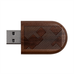 Abstract Pattern Line Art Design Decoration Wood Oval Usb Flash Drive by Ravend