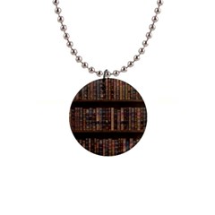 Old Bookshelf Orderly Antique Books 1  Button Necklace