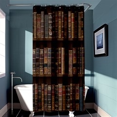 Old Bookshelf Orderly Antique Books Shower Curtain 36  X 72  (stall)  by Ravend