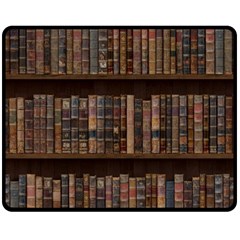 Old Bookshelf Orderly Antique Books Two Sides Fleece Blanket (medium) by Ravend