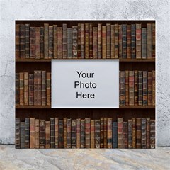 Old Bookshelf Orderly Antique Books White Wall Photo Frame 5  X 7  by Ravend