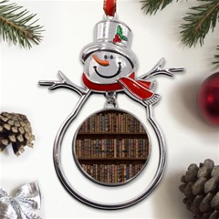 Old Bookshelf Orderly Antique Books Metal Snowman Ornament