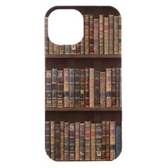 Old Bookshelf Orderly Antique Books Iphone 15 Plus Black Uv Print Pc Hardshell Case by Ravend