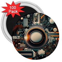 Technology Robot Internet Processor 3  Magnets (100 Pack) by Ravend