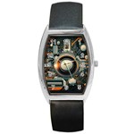 Technology Robot Internet Processor Barrel Style Metal Watch Front