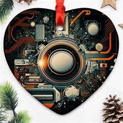 Technology Robot Internet Processor Heart Ornament (two Sides)