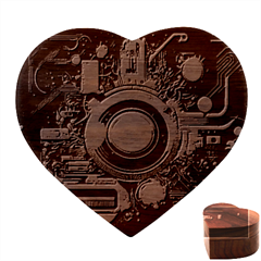 Technology Robot Internet Processor Heart Wood Jewelry Box by Ravend