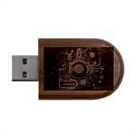 Technology Robot Internet Processor Wood Oval USB Flash Drive USB