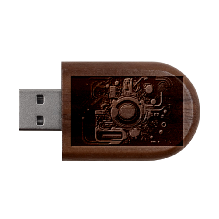 Technology Robot Internet Processor Wood Oval USB Flash Drive