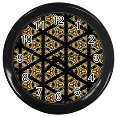 Pattern Stained Glass Triangles Wall Clock (black) by HermanTelo