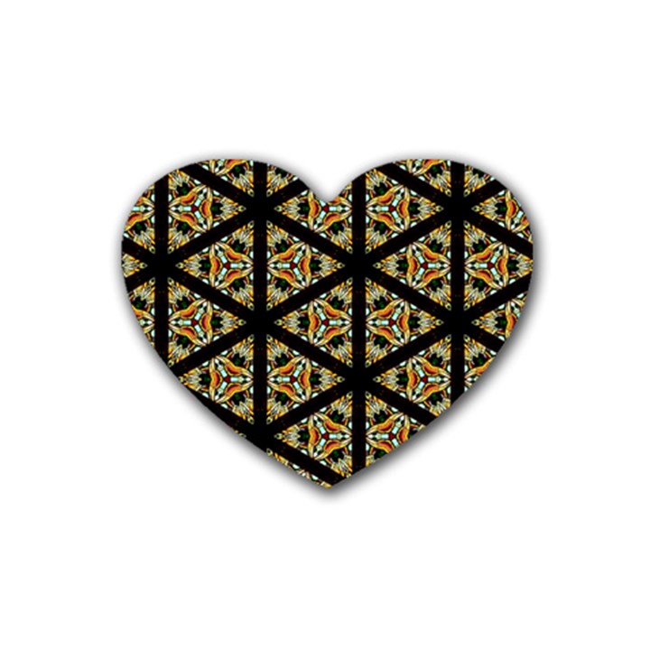 Pattern Stained Glass Triangles Rubber Heart Coaster (4 pack)