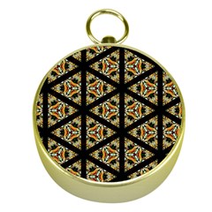 Pattern Stained Glass Triangles Gold Compasses