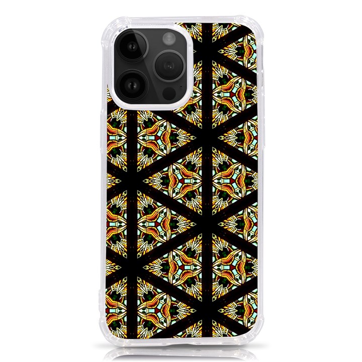 Pattern Stained Glass Triangles iPhone 14 Pro Max TPU UV Print Case