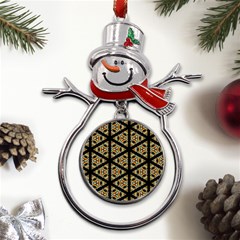 Pattern Stained Glass Triangles Metal Snowman Ornament