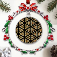 Pattern Stained Glass Triangles Metal X mas Wreath Ribbon Ornament