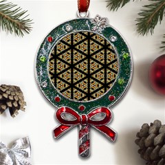 Pattern Stained Glass Triangles Metal X mas Lollipop With Crystal Ornament by HermanTelo