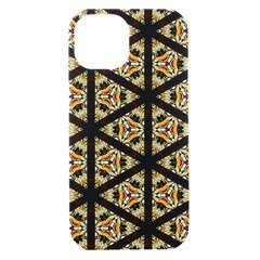 Pattern Stained Glass Triangles Iphone 15 Black Uv Print Pc Hardshell Case by HermanTelo