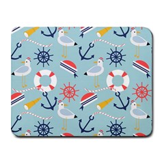 Nautical Marine Symbols Seamless Pattern Small Mousepad by Hannah976