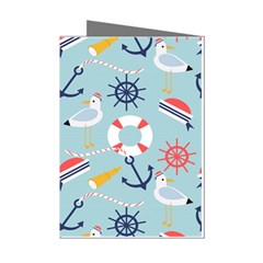 Nautical Marine Symbols Seamless Pattern Mini Greeting Cards (pkg Of 8)