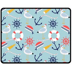 Nautical Marine Symbols Seamless Pattern Fleece Blanket (medium) by Hannah976