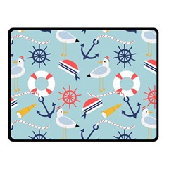 Nautical Marine Symbols Seamless Pattern Fleece Blanket (small) by Hannah976