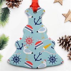 Nautical Marine Symbols Seamless Pattern Ornament (christmas Tree) 