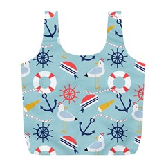 Nautical Marine Symbols Seamless Pattern Full Print Recycle Bag (l) by Hannah976