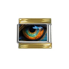 Eye Bird Feathers Vibrant Gold Trim Italian Charm (9mm) by Hannah976