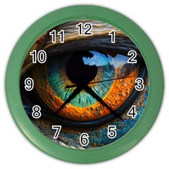 Eye Bird Feathers Vibrant Color Wall Clock by Hannah976