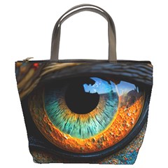 Eye Bird Feathers Vibrant Bucket Bag by Hannah976